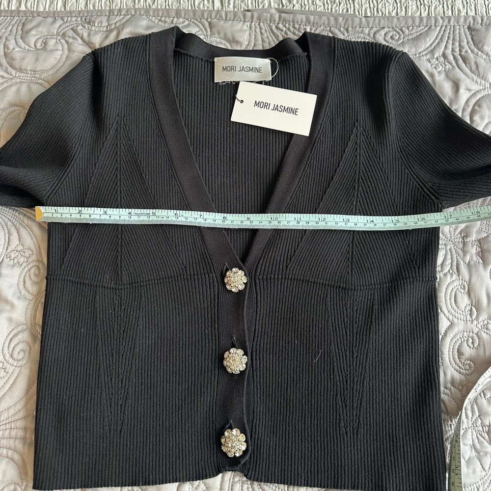 NWT Mori Jasmine Jennie Crystal Button Black Cardigan - Picture 11 of 12